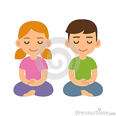Cartoon meditating children Vector Illustration