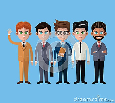 Cartoon men business fashion suit necktie Vector Illustration