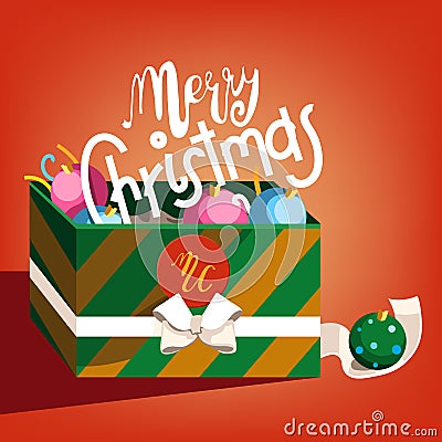 Cartoon Merry Christmas greeting card Vector Illustration