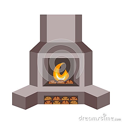 Cartoon metal fire place Vector Illustration