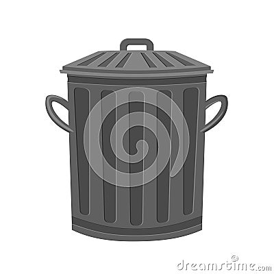 Cartoon metal garbage bin Vector Illustration