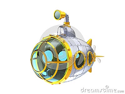 Cartoon metal submarine Cartoon Illustration