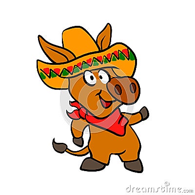 Cartoon mexican donkey Cartoon Illustration