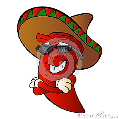 Cartoon mexican pepper. Vector Illustration