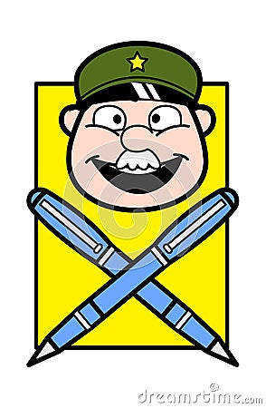 Cartoon Military Man Pen Mascot Cartoon Illustration