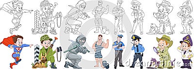 Cartoon military professions set Vector Illustration