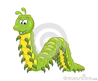 cartoon millipede with teeth character isolated on white background Vector Illustration