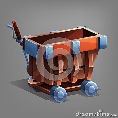 Cartoon mine trolley. Vector Illustration