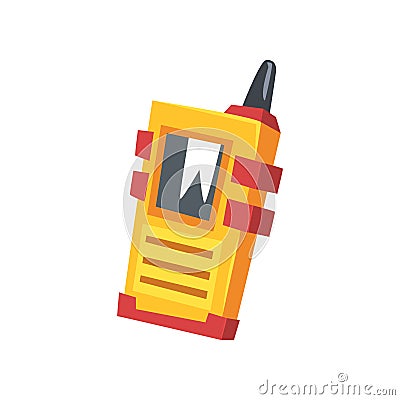 Cartoon miner`s walkie talkie with yellow body Vector Illustration