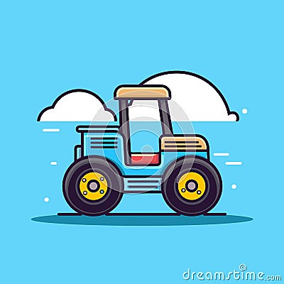 Cartoon mini tractor agricultural machinery vector illustration Vector Illustration