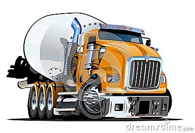 Cartoon Mixer Truck Vector Illustration