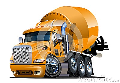 Cartoon Mixer Truck Vector Illustration