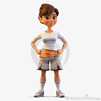 Cartoon Model Of Jennifer: 3d Render With Shorts And Top Stock Photo