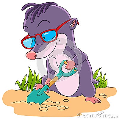 Cartoon mole animal Vector Illustration