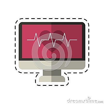 Cartoon monitor heartbeat cardiology rhythm Vector Illustration