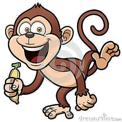 Cartoon monkey with banana Vector Illustration