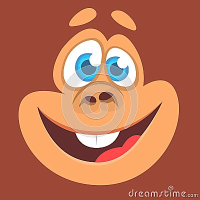 Cartoon monkey excited. Vector illustration of smiling chimpanzee avatar character isolated. Vector Illustration