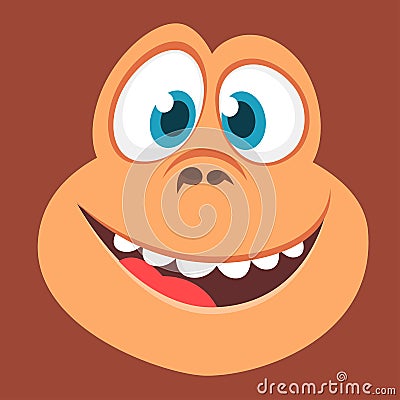 Cartoon monkey face avatar smiling. Vector illustration of smiling monkey avatar character. Vector Illustration
