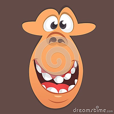 Cartoon monkey face avatar. Vector illustration of smiling monkey avatar character. Vector Illustration