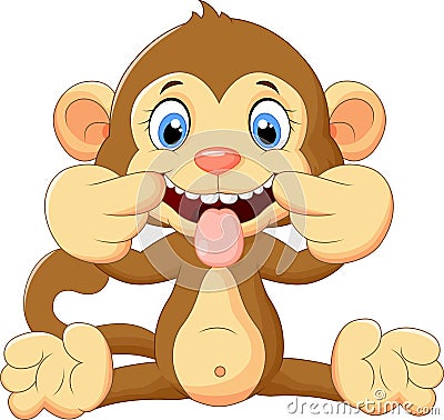 Cartoon monkey making a teasing face Vector Illustration