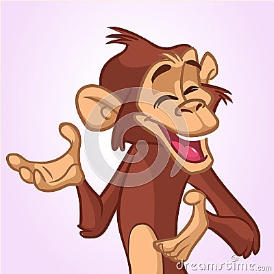 Cartoon monkey smiling and laughing. Vector illustration of chimpanzee character mascot Vector Illustration