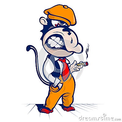 Cartoon monkey smoke Vector Illustration