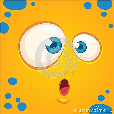 Cartoon monster face surprised expression. Prints design for t-shirts. Funny monster cartoon mask. Vector Illustration