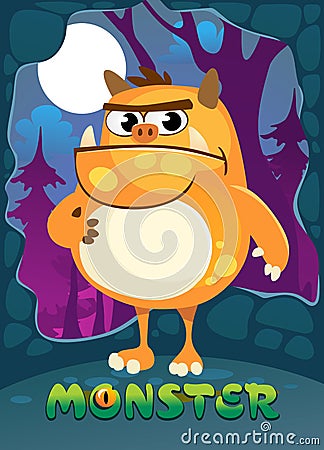 Cartoon monster illustration for poster, greeting card, party or Vector Illustration