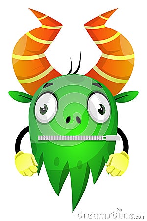 Cartoon monster left speechless, illustration, vector Vector Illustration