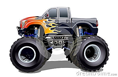 Cartoon Monster Truck isolated on white background Vector Illustration