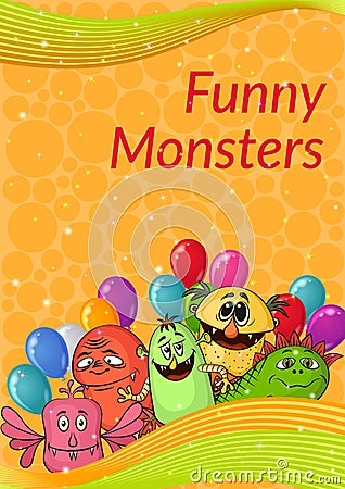 Cartoon Monsters Background Vector Illustration