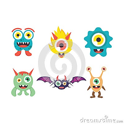 cartoon monsters mascot icon vector illustration design template Vector Illustration
