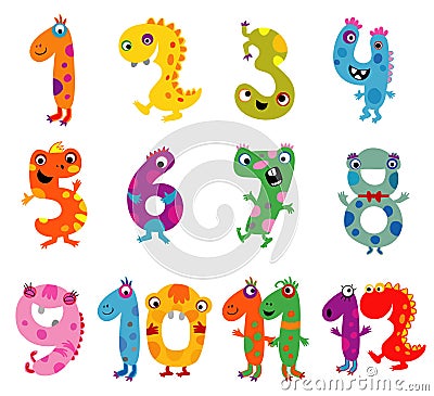 Cartoon monsters numbers Vector Illustration