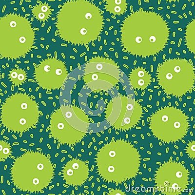 Cartoon monsters seamless fluffy aliens pattern for wrapping paper and fabrics and linens and kids clothes print Cartoon Illustration