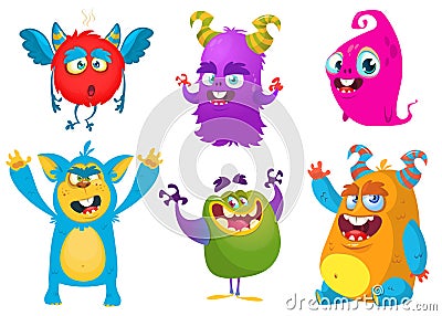 Cartoon Monsters. Vector set of cartoon monsters isolated Vector Illustration