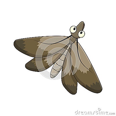 Cartoon moth insect isolated on white background Vector Illustration