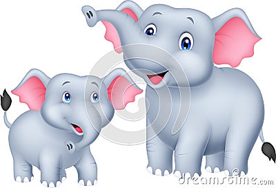 Cartoon Mother and baby elephant Vector Illustration