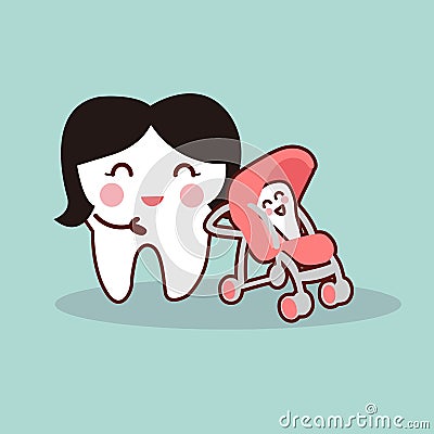 Cartoon mother and baby tooth Vector Illustration