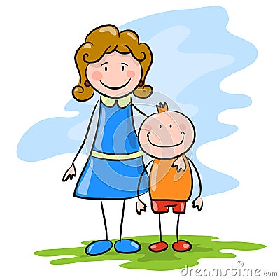 Cartoon Mother With Son Royalty Free Stock Images - Image: 26739299