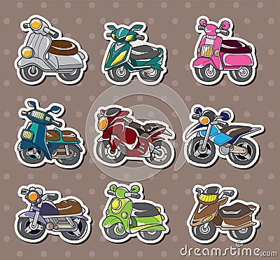 Cartoon motorcycle stickers Vector Illustration