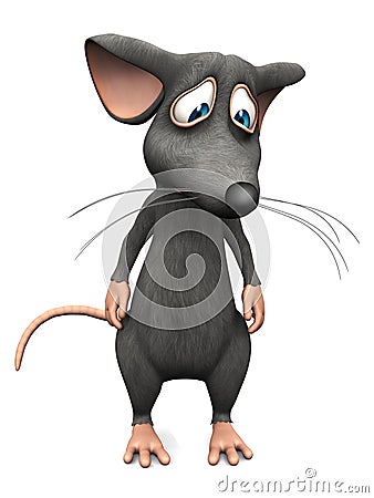 Cartoon mouse looking very sad. Stock Photo