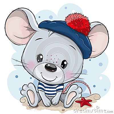 Cartoon Mouse in sailor costume Vector Illustration