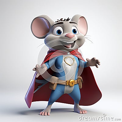 Colorized Super Mouse: A Cute And Energetic Movie-style Still Stock Photo