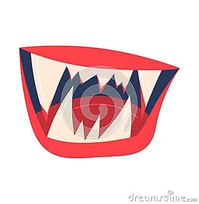 Cartoon mouth with sharp teeth yelling. Angry comic shout expression. Emotion and face expression vector illustration Vector Illustration