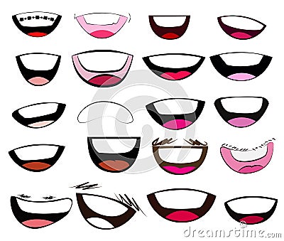 Cartoon Mouths collection Vector Set Vector Illustration