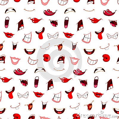 Cartoon mouths pattern Vector Illustration