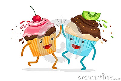 Cartoon muffins forever friends illustration Vector Illustration