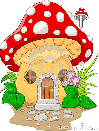 Cartoon mushroom house Vector Illustration