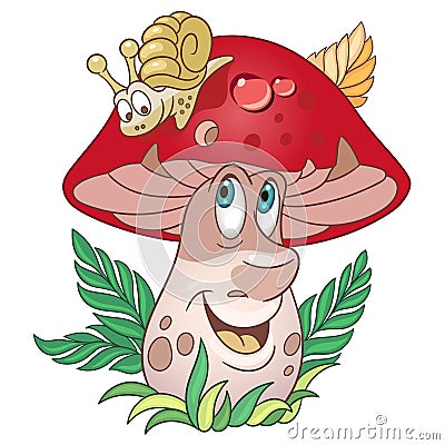 Cartoon Mushroom Porcini boletus Vector Illustration