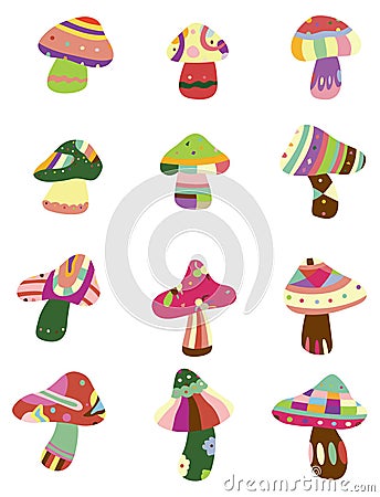 Cartoon Mushrooms icon Vector Illustration